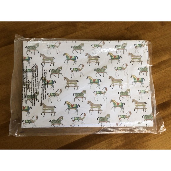 POMEGRANATE INC Horse Equestrian Paper Placemats & Cloth Napkin Set Cotton India - Picture 6 of 8